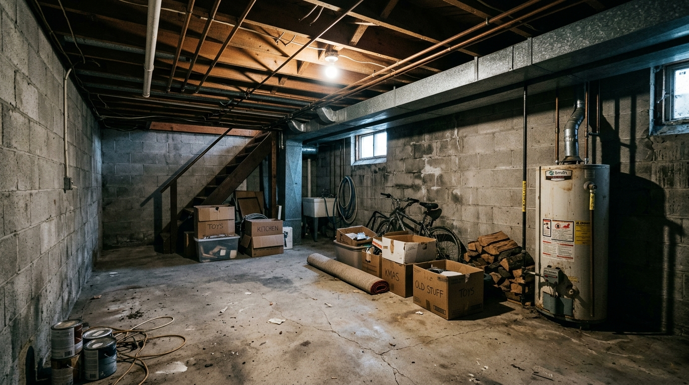 Before basement renovation